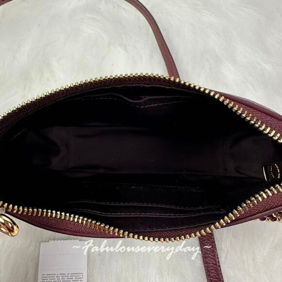 Coach Teri Mini Crossbody Bag With Crystals In Leather/Gold/Dark Wine CCE43 NWT - Picture 8 of 8